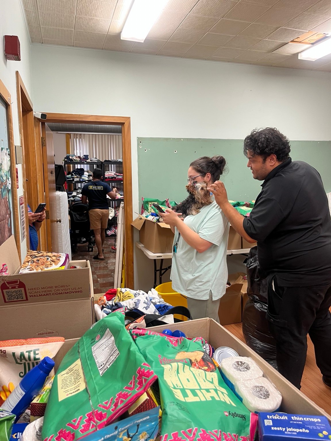 Community volunteers organizing resources