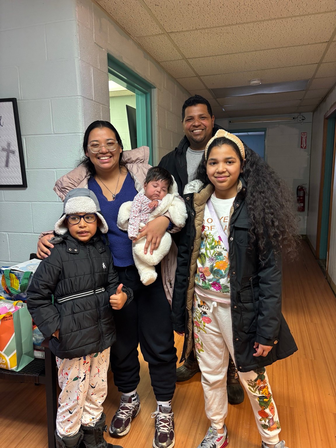 Community members gathered for a family visit